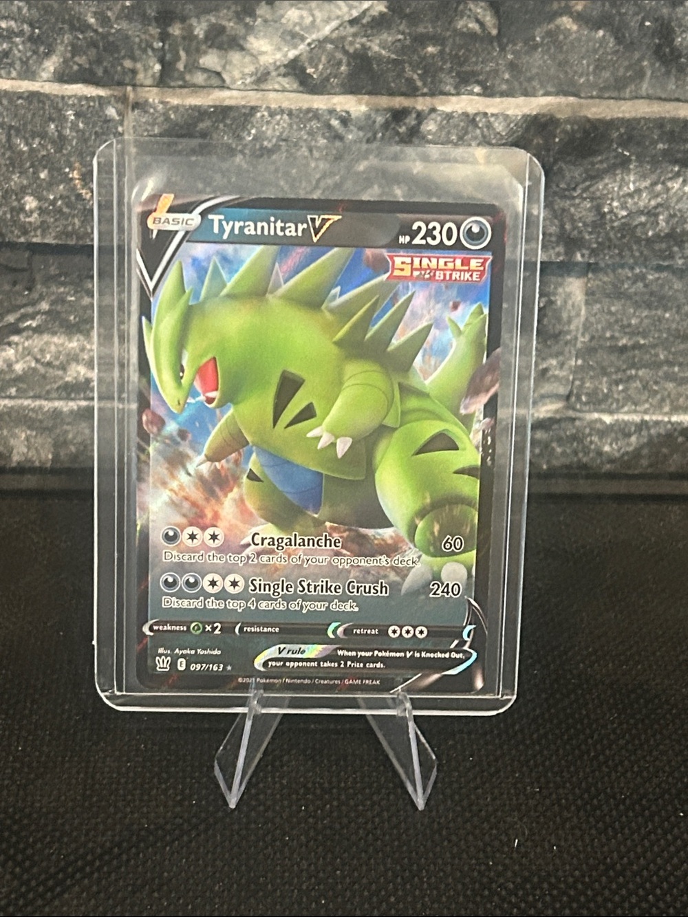 Pokémon Tyranitar V 097/163 full Art Holo Card from the Battle Styles Set M/MN